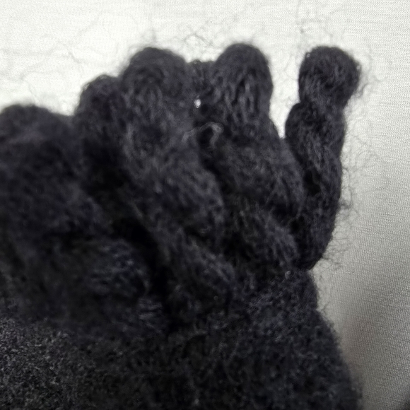 Talbots Black Fluffy 100% Boiled Wool Fringe Cardigan size XL - Picture 9 of 13